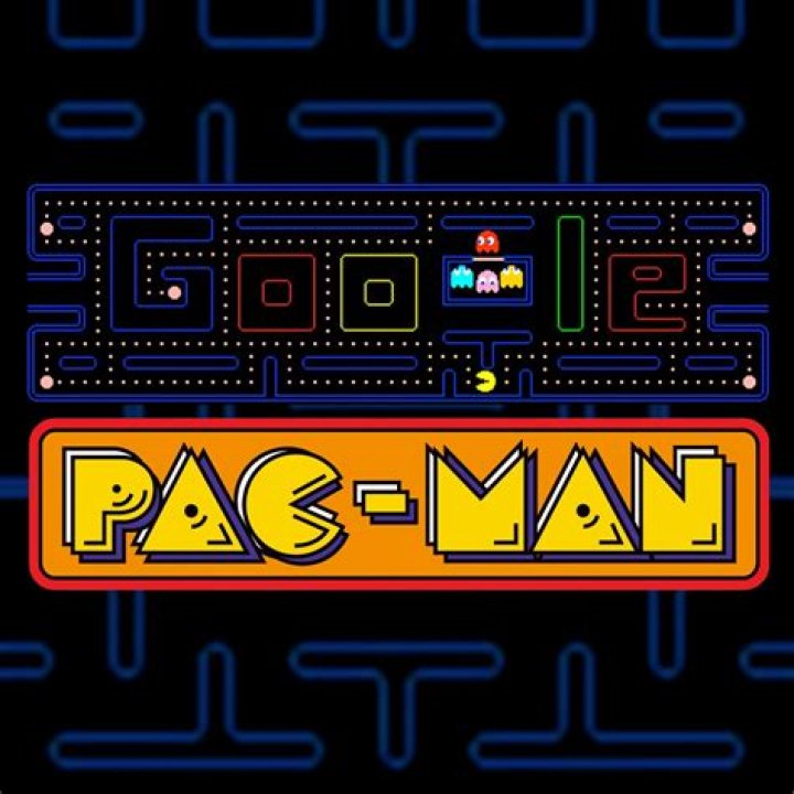 Pac-Man runs through the google logo
