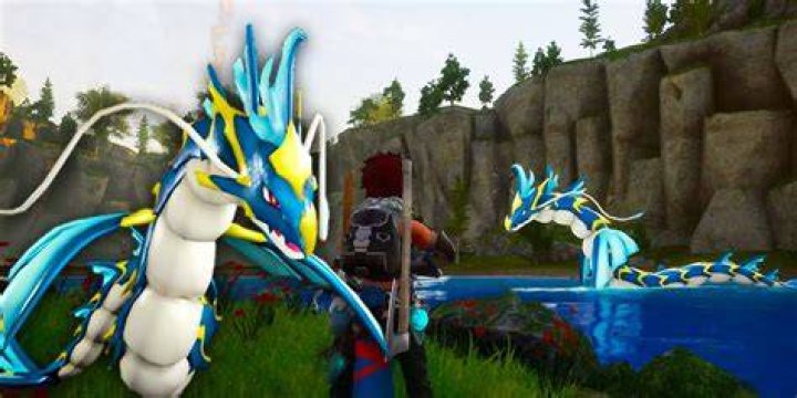 Palworld Alpha Pal Jormuntide wandering in lake area for player to have boss encounter with