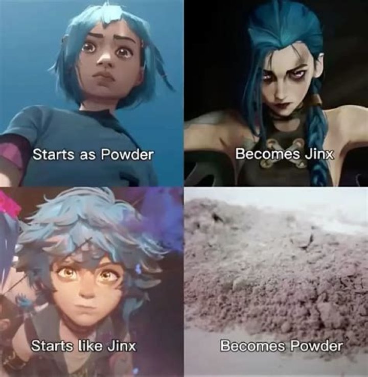 Powder meme face, arcane poster, and caitlyn meme face closeup