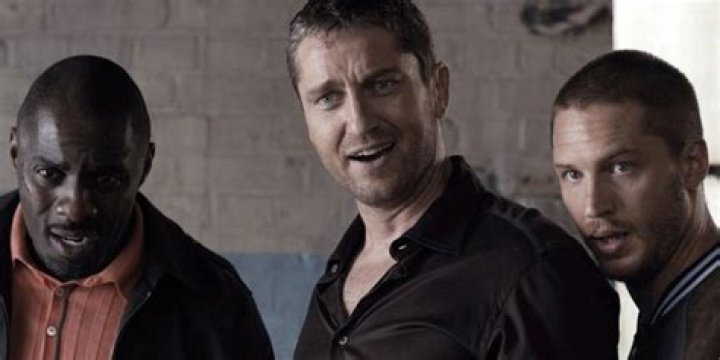 Rocknrolla starring Gerard Butler Idris Elba and Tom Hardy looking surprised