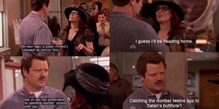 Ron and Tammy talk at Sebastian's memorial on Parks and Rec