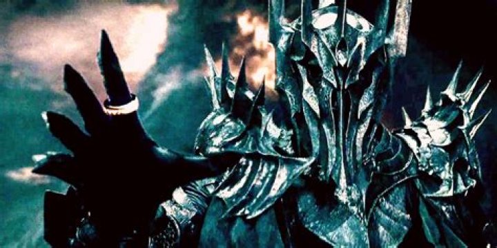 Sauron in armor and wearing the One Rine in The Fellowship of the Ring