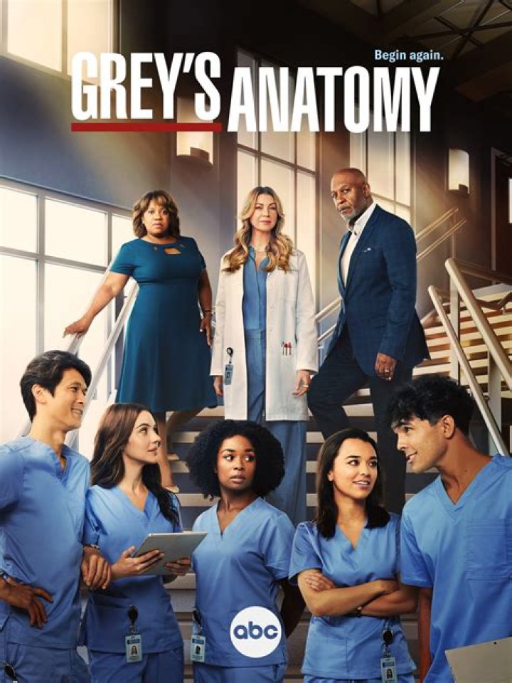 Season 16 cast of Grey's Anatomy dressed in their scrubs