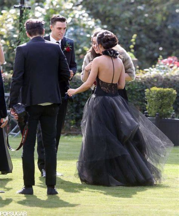 Shenae Grimes Wears Black Vera Wang Wedding Gown