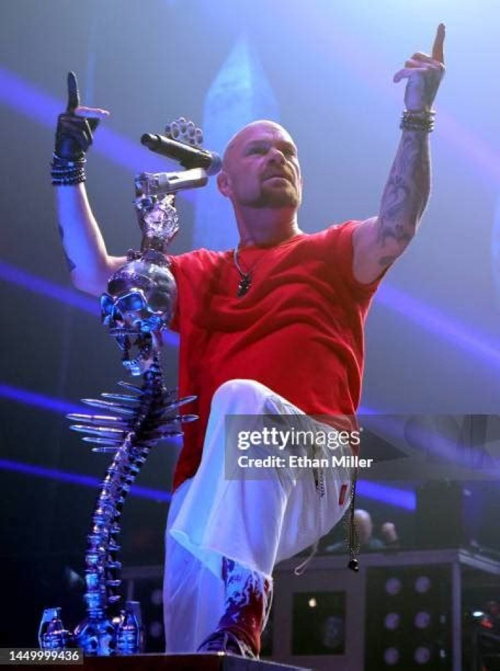 Singer Ivan Moody of Five Finger Death Punch poses for a photo with
