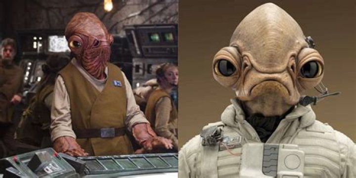 Split image of Admiral Ackbar and his son Aftab from Star Wars