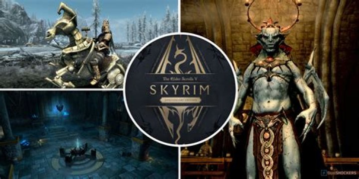 Split image of Skyrim with an enhanced texture mod pack