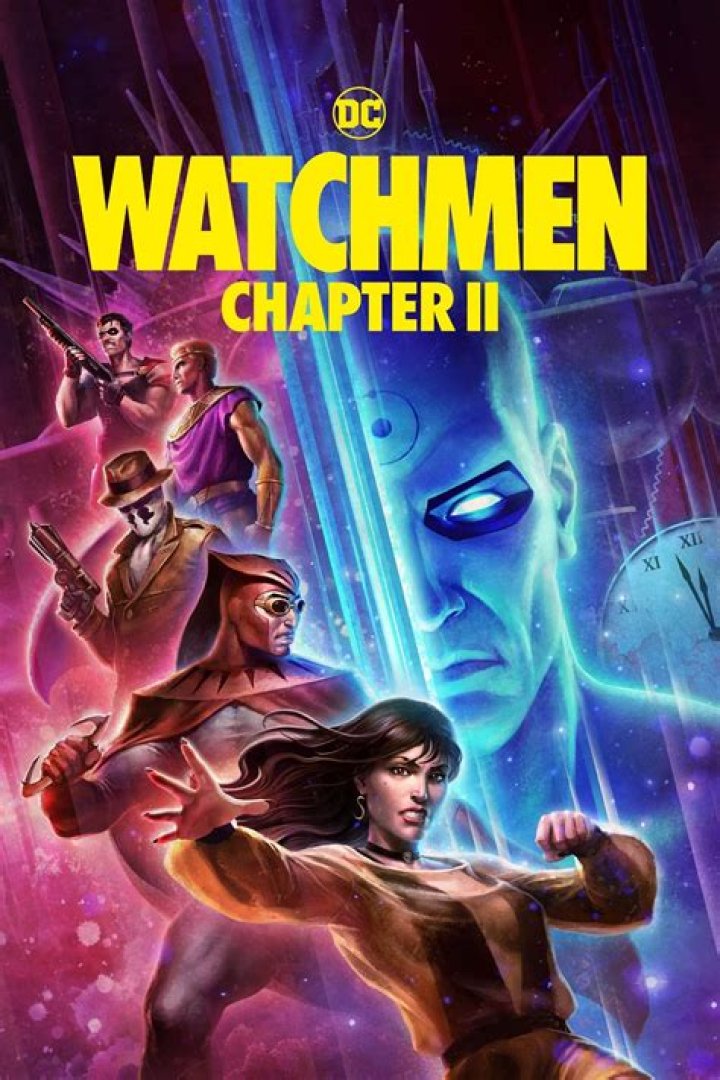 Split image of the Watchmen cover art with the iconic bloody smiley face and Rorschach sitting atop a broken window