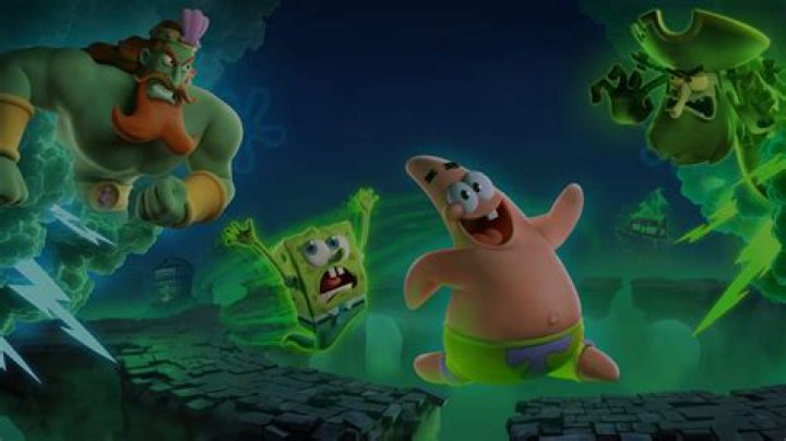 SpongeBob and Patrick play the whirly brains game, which has their heads helicoptering above them