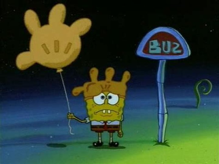 SpongeBob waiting for a bus at night in Rock Bottom episode