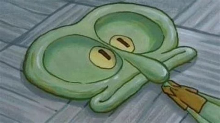 Squidward sitting between two windows In Clarinetland episode
