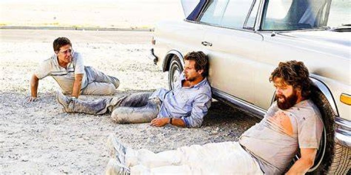 Stu, Phil, and Alan on the ground in The Hangover.