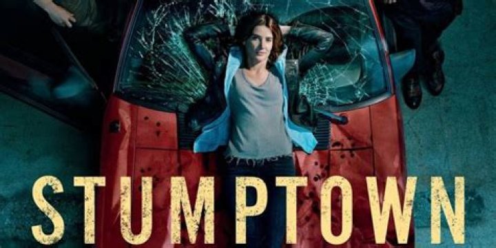 Stumptown poster showing Dex reclining on her smashed car