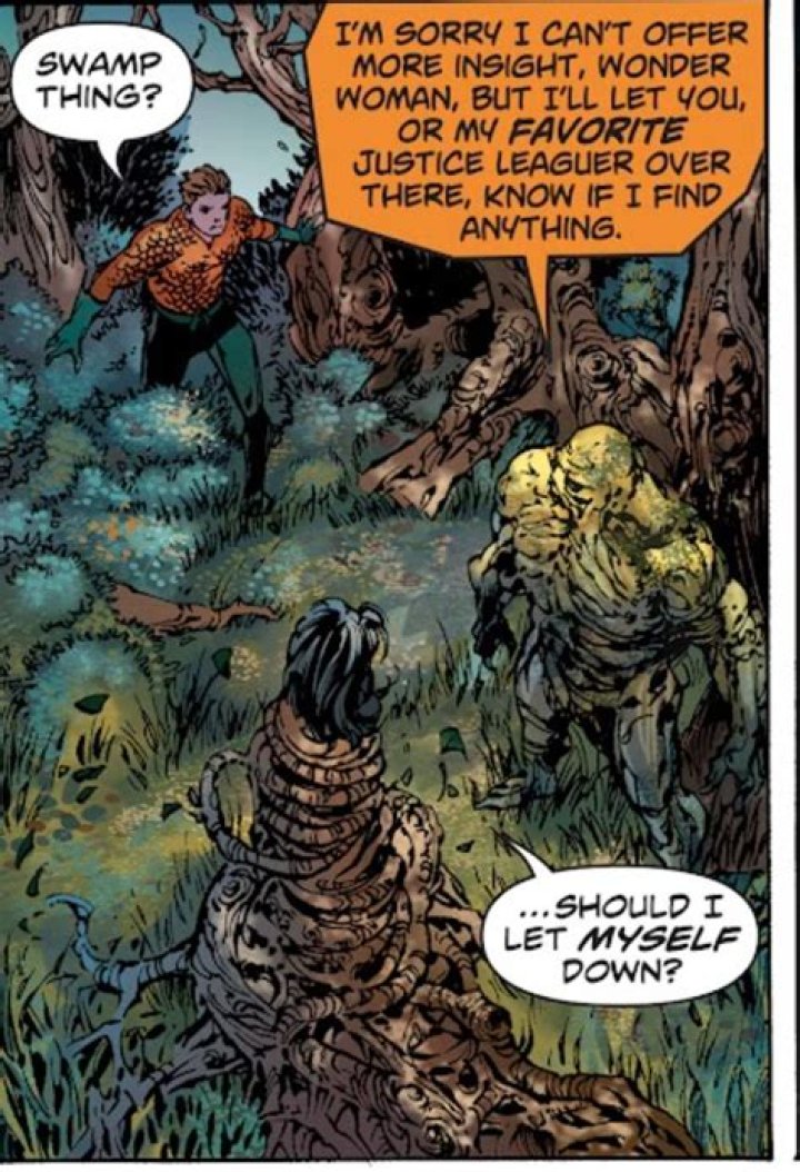 Swamp Thing traps Wonder Woman during their fight