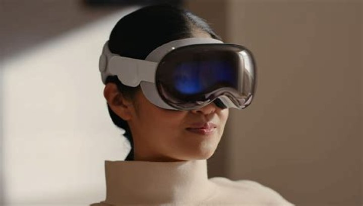 The Apple Vision Pro headset is displayed in a showroom on the Apple campus in Cupertino, Calif., at the company's annual developers conference, Monday. Photo / AP
