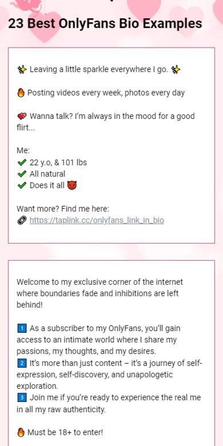 The Best Onlyfans Bio Ideas & 4 Great Bio Examples OnlyFans.guide