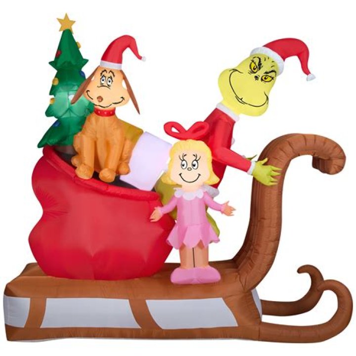 The Grinch with Santa’s sleigh