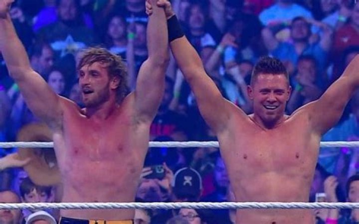 The Miz and Logan Paul making their WrestleMania entrance. 