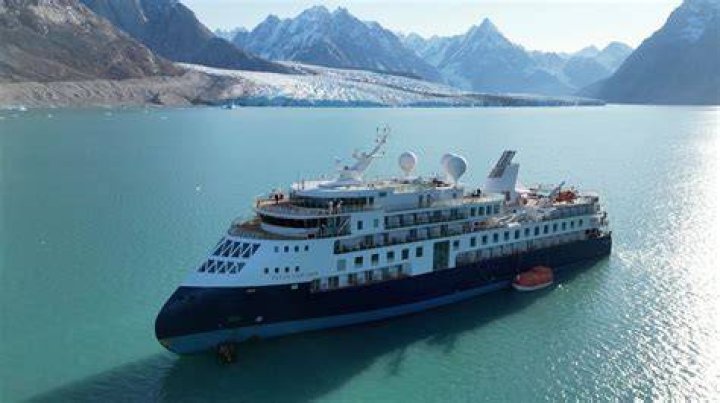 The MV Ocean Explorer, a Bahamas-flagged Norwegian cruise ship with 206 passengers and crew, has run aground in northwestern Greenland. Photo / AP