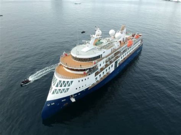 The MV Ocean Explorer ran aground above the Arctic Circle in Alpefjord. Photo / AP