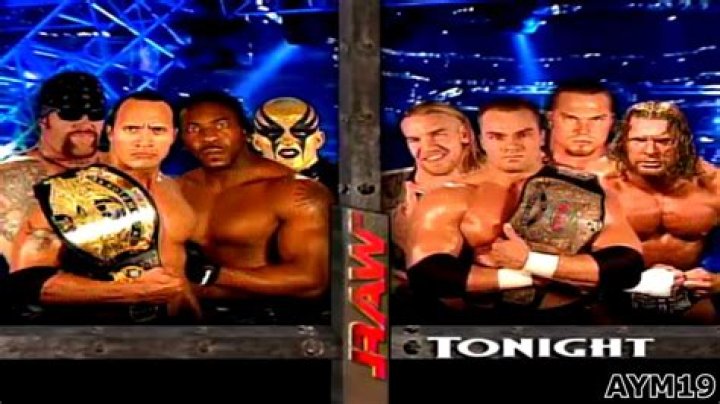 The Rock, The Undertaker, Booker T & Goldust v Triple H & The Un-Americans Raw August 12, 2002 Cropped