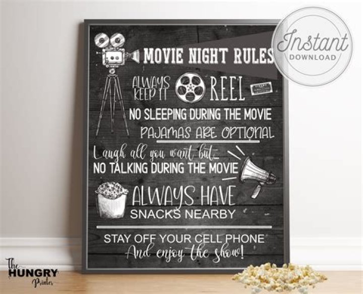 Theater Rules Sign Movie Night Rules Movie Theater Sign Etsy