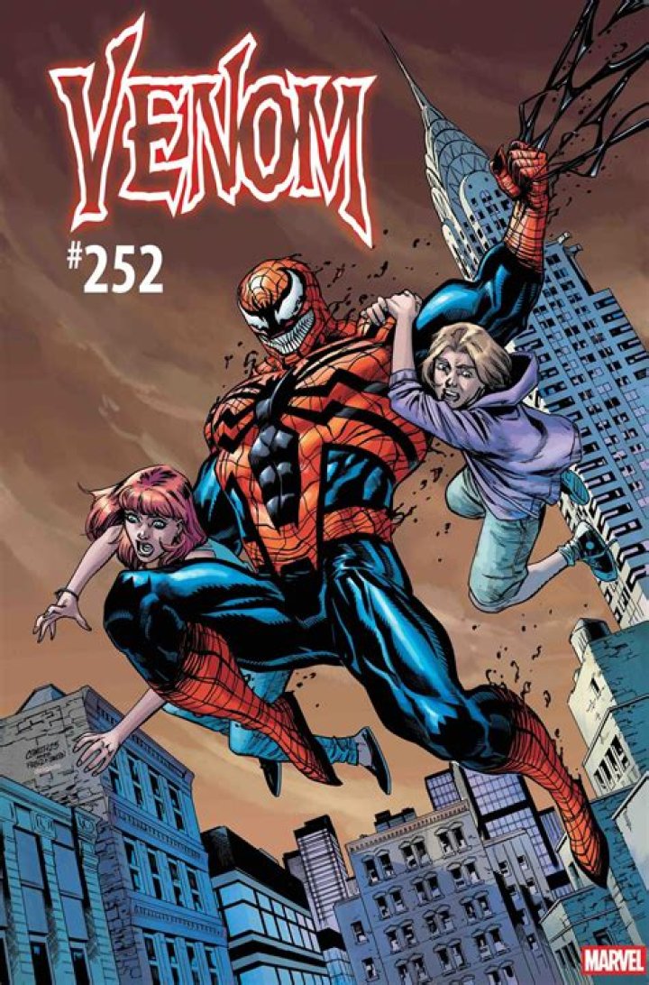 Venom dangles an unmasked Spider-Man over a ledge in Spider-Man: The Animated Series