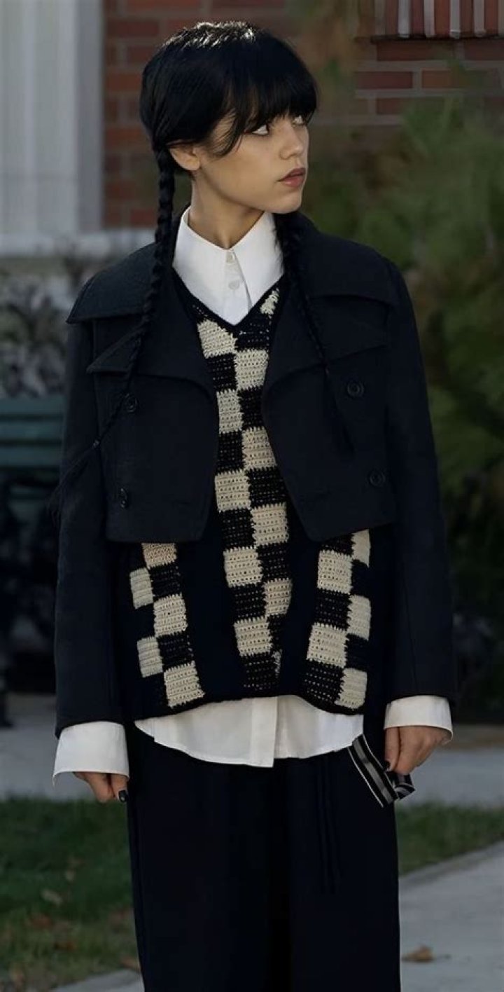 Wednesday Checkered Sweater
